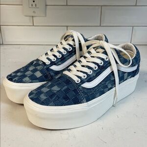 Vans Old Skool Stackform VN0A7Q5MB6A ‘Woven Denim' Women’s 9 Platform